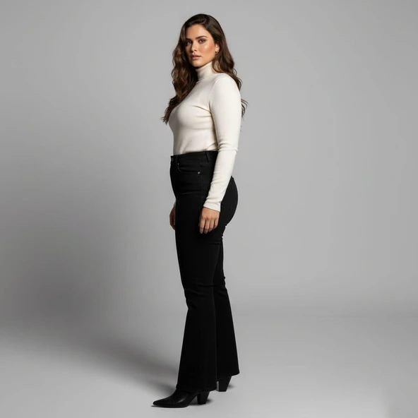 IŞŞIL 715-Büyük Beden İspanyol Paça Esnek Kot Pantolon - 8