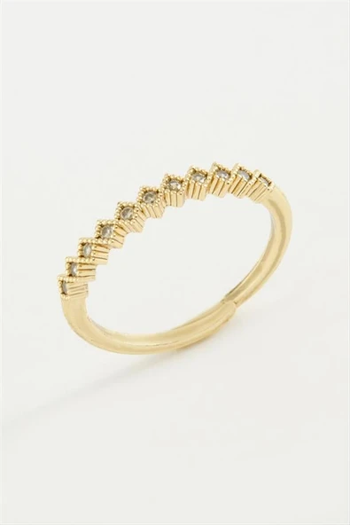 Baklava Şekli Taşlı Metal Yüzük