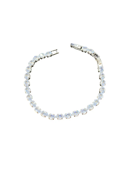 Gümüş Renk VIP Tennis Model Parlak Taşlar 316L Çelik Kadın Bileklik | Parlak ve Şık Hediye ürün görseli 1