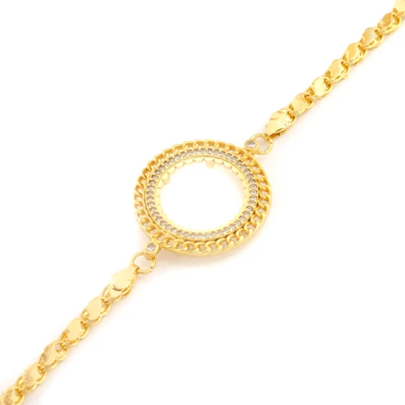 Yarım Altın Çerçeve Bileklik Çelik Altın Kaplama Arpa Model BLK-1106 - Resim 3