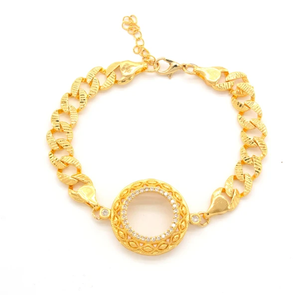 Yarım Altın Çerçeve Bileklik Çelik Altın Kaplama İşlemeli Figaro Model BLK-1093 ürün görseli