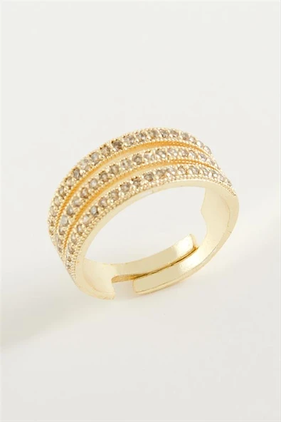 Üç Sıra Zirkon Taşlı Yüzük