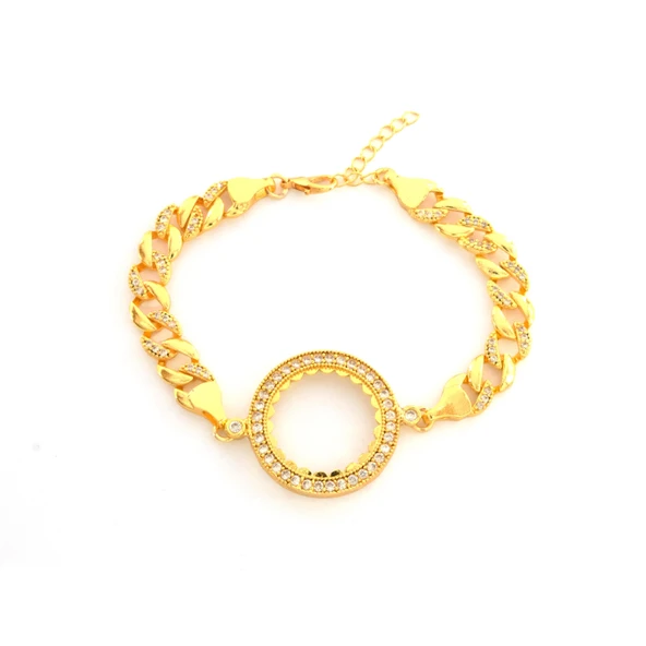 Yarım Altın Çerçeve Bileklik Çelik Altın Kaplama Figaro Model BLK-1068 ürün görseli