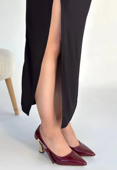İnja Bordo Rugan Topuklu Ayakkabı - Resim 3
