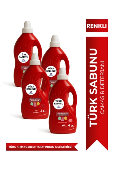 AKUSTA Türk Sabunu Renkliler İçin 4’lü Doğal Sıvı Çamaşır Deterjanı 4 Litre ürün görseli
