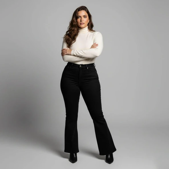 IŞŞIL 715-Büyük Beden İspanyol Paça Esnek Kot Pantolon - 7