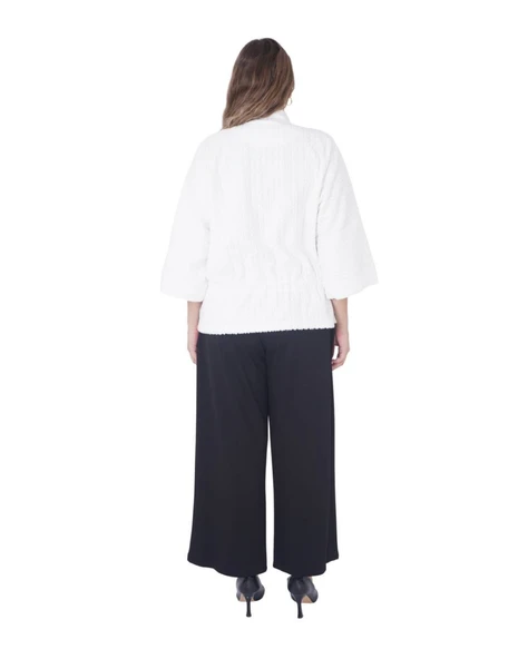 Büyük Beden Çiçek Motifli Oversize Kışlık Pamuklu İkili Alt Üst Kadın Takım - Resim 3