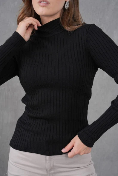 IŞŞIL 15861-Yarım Balıkçı Yaka Esnek Triko Body