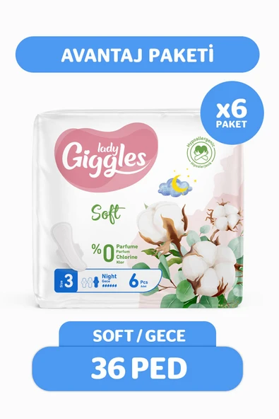 Giggles Lady Soft Hijyenik Ped Gece Avantaj Paketi 36 Adet ürün görseli 1