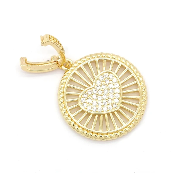 Ajda Charm Çelik Altın Kaplama Kadın Yuvarlak Kalpli Model-CHR-112 - Resim 2