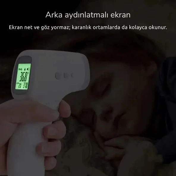 ShopyTech Temassız Kızılötesi Ateş Ölçer 1 Saniyede Ölçüm 3 Renkli Ateş Uyarısı Oda/Nesne Modu C/F 32 Hafıza  CE - Resim 8