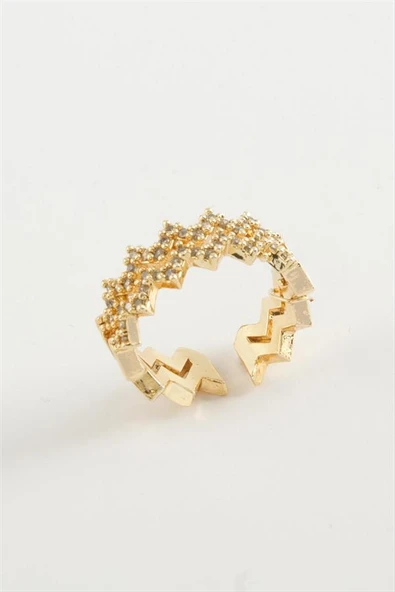 Zikzak Zirkon Taşlı Yüzük