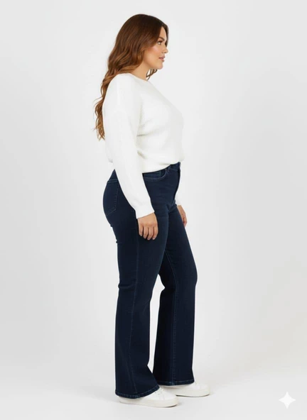 IŞŞIL 715-Büyük Beden İspanyol Paça Esnek Kot Pantolon - 3