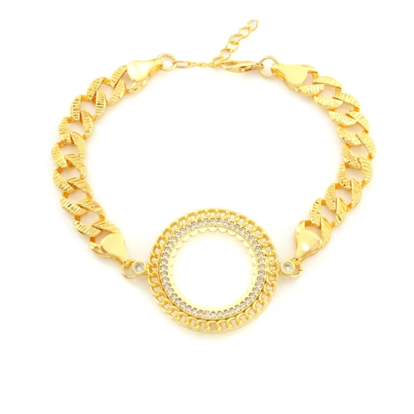 Yarım Altın Çerçeve Bileklik Çelik Altın Kaplama Fİgaro Model BLK-1105 ürün görseli