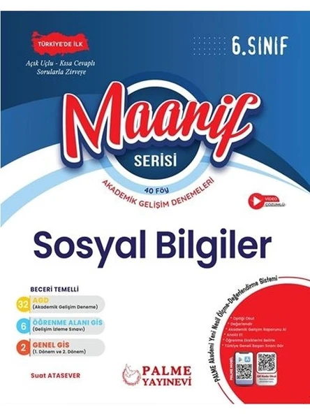 PALME 6.SINIF MAARİF SERİSİ SOSYAL BİLGİLER HAFTALIK DENEME (40FÖY) ürün görseli 1