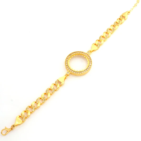 Yarım Altın Çerçeve Bileklik Çelik Altın Kaplama Figaro Model BLK-1068 - Resim 4