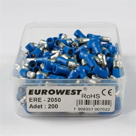 Eurowest 1,50-2,50mm Erkek Terminaller İzoleli Kablo Ucu (1 Kutu 200 Adet) ürün görseli 1