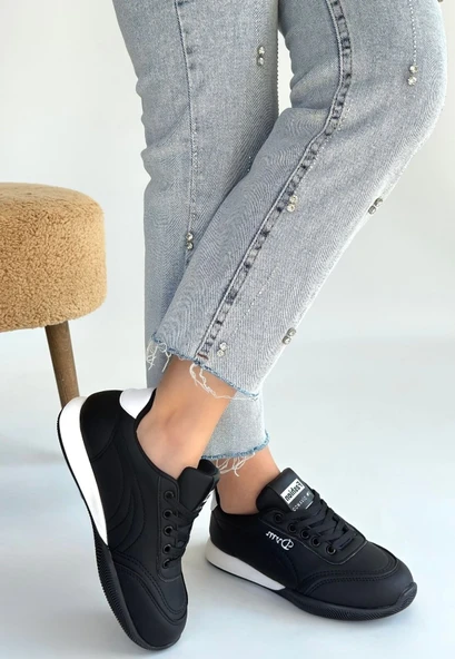 Tawen Siyah Cilt Bağcıklı Spor Ayakkabı - Resim 7