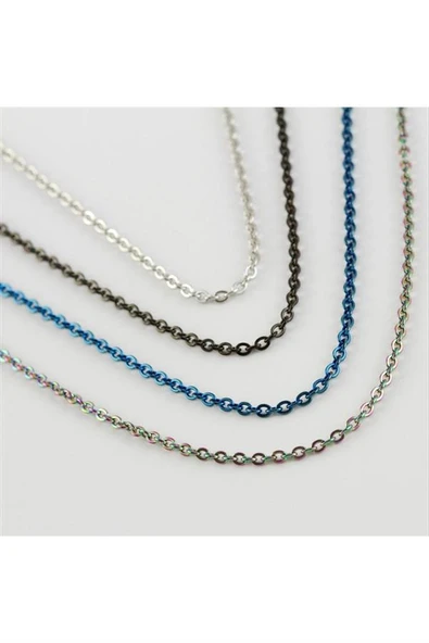 Ters Düz Çelik Zincirli Kolye 50 cm - 3