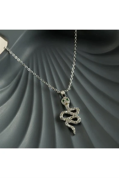 Yılan Zirkon Taşlı Yeni Sezon Kolye
