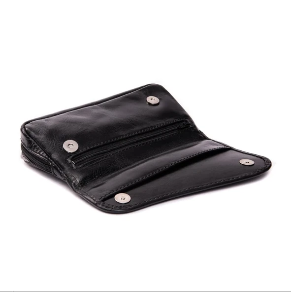 Şahin Siyah Deri Pipo Çantası 101851 - Resim 2