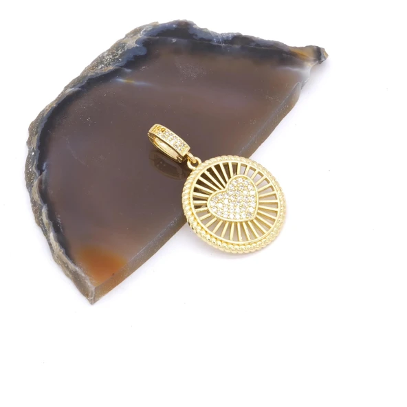 Ajda Charm Çelik Altın Kaplama Kadın Yuvarlak Kalpli Model-CHR-112 ürün görseli 1