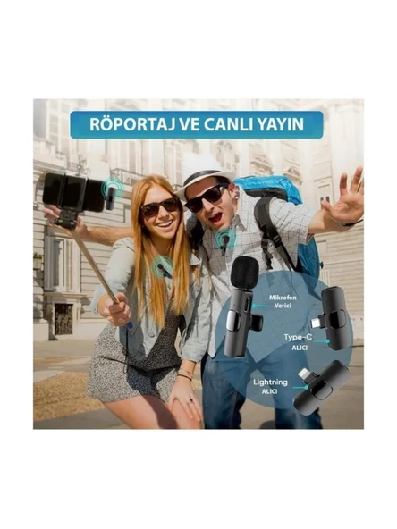 Skytek K9 Kablosuz ikili Yaka Mikrofonu Youtube Tik Tok Vlog Iphone Uyumlu - Resim 3