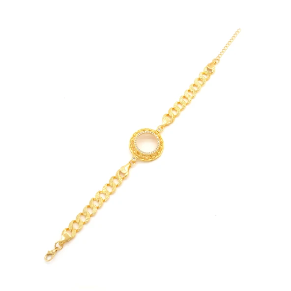 Yarım Altın Çerçeve Bileklik Çelik Altın Kaplama İşlemeli Figaro Model BLK-1093 - Resim 4