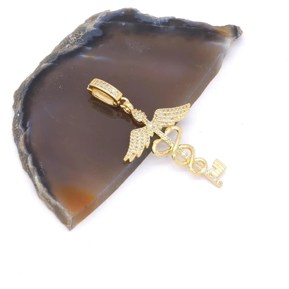 Ajda Charm Çelik Altın Kaplama Kadın Taşlı Melek Model-CHR-127 ürün görseli 1