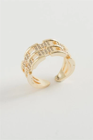 Zincir Şekilli Zirkon Taşlı Yüzük