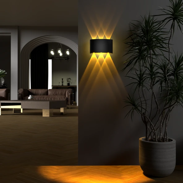 Uranüs Amber Işık Ledli Dekoratif Işık Süzmeli İç Dış Mekan Modern Aplik - Resim 3