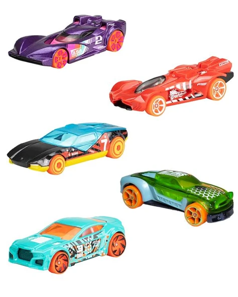 Hot Wheels Beşli Araba Seti Stunt Tracks JBJ81 - Resim 2