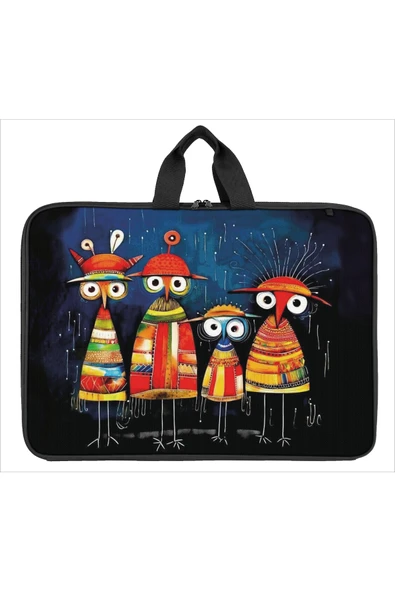 askılı, fermuarlı 35x50 resim çantası su geçirmez ketenli kumaş 35x50 proje çantası kuşlar ürün görseli