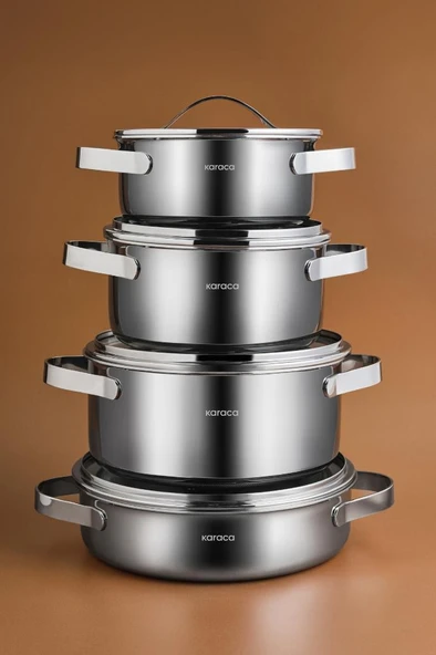 Power Steel 316+ 3Ply Discovery İndüksiyon Tabanlı 8 Parça Çelik Tencere Seti