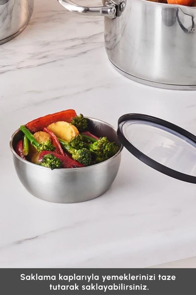 Burgaz 8 Parça Katlanabilir Kulplu ve Süzgeç Kapaklı Çelik Tencere Seti - Resim 9