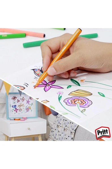 Boya Seti Kuru Sulu Pastel Keçeli ve 43 Gr Stick Yapıştırıcı Kırtasiye Seti prit - Resim 7