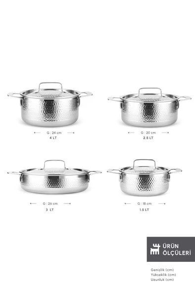 Power Steel 316+ 3Ply Voyager İndüksiyon Tabanlı 8 Parça Çelik Tencere Seti - Resim 2