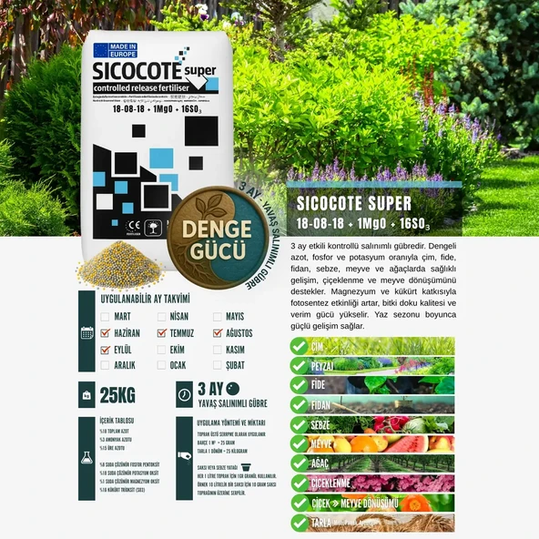 SICOCOTE NPK GÜBRE 18-08-18 (25 KG) - 2