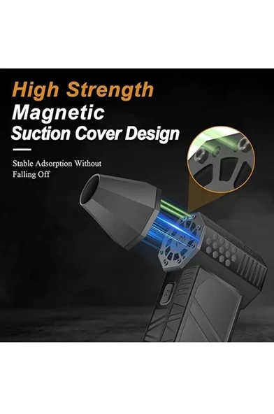 Turbo Jet 130000RPM Şarjlı Turbo Jet Şiddetli Fan Güçlü Hava Üfleyici Araç Süpürgesi 4000 Mah 52M/Sec - Resim 4