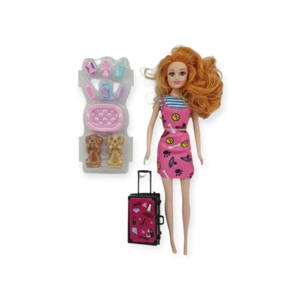 Puppy Bella 30 cm Bebek ve Köpek Bakım Seti - Pembe Elbise - Resim 2