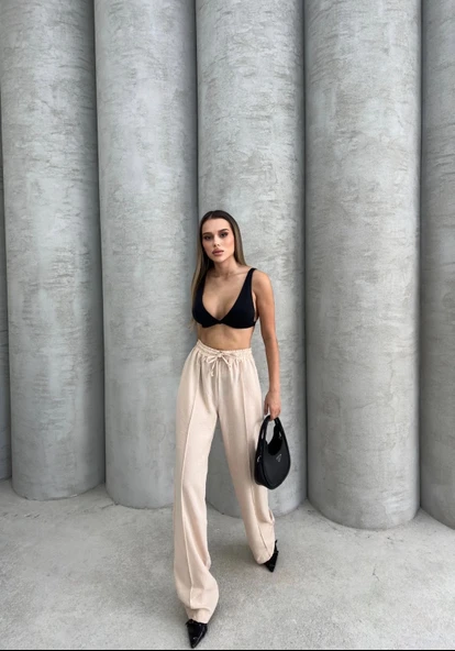 Çımalı keten pantolon - Resim 4