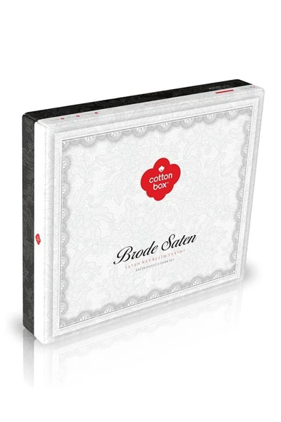 Nakışlı Çift Kişilik Saten Nev Takımı Sheen Gri - Resim 3