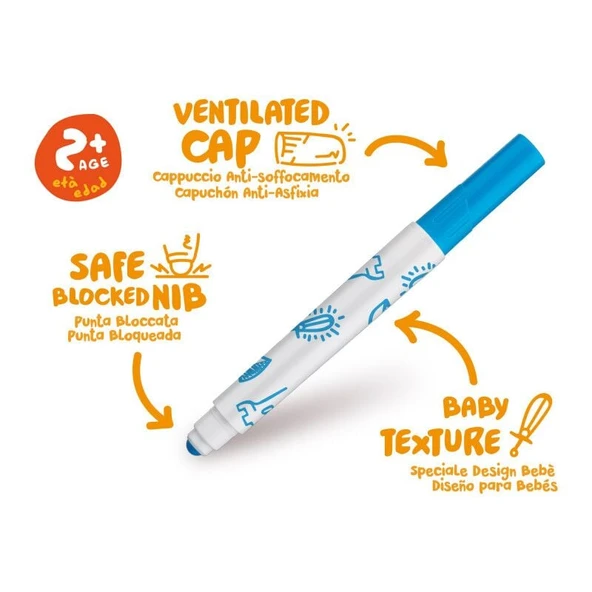 Carioca Jumbo Bebek Süper Yıkanabilir Keçeli Boya Kalemi 6lı - Resim 8