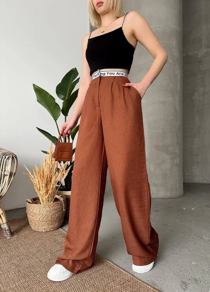 Flamlı kahve pantolon - Resim 5