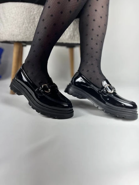 KB-ZN101 Kömür Rugan Günlük Kadın Babet - Resim 7