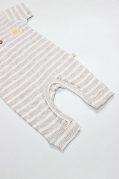 Bistyle Line Colors Yarım Kol Patiksiz Tulum 15126 Bej - 4