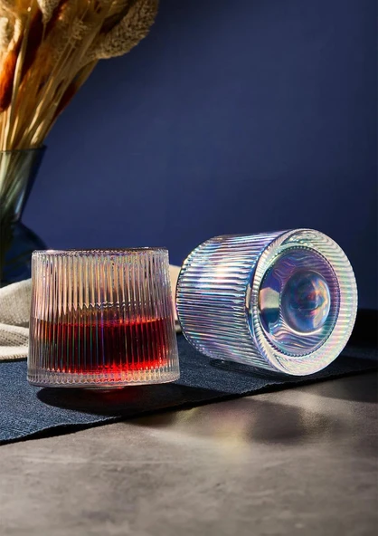 JAPAN Luster 2'li 360 Derece Dönerli Cam Bardak Seti - 160ml - Resim 2