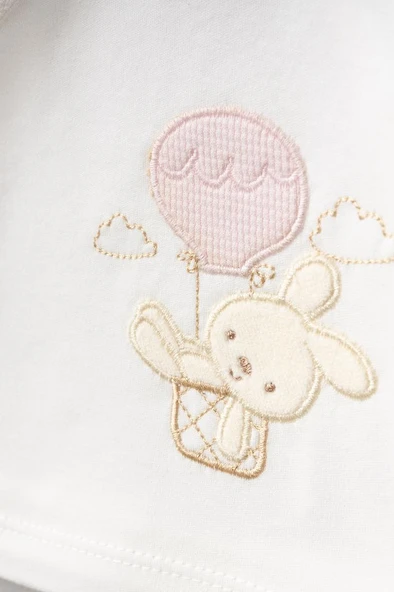 Bebitof %100 Pamuk Balonlu Tavşan Desenli 5 Parça Yenidoğan Hastane Çıkışı Zıbın Seti BBTF.PDR.20119.17 - Resim 2