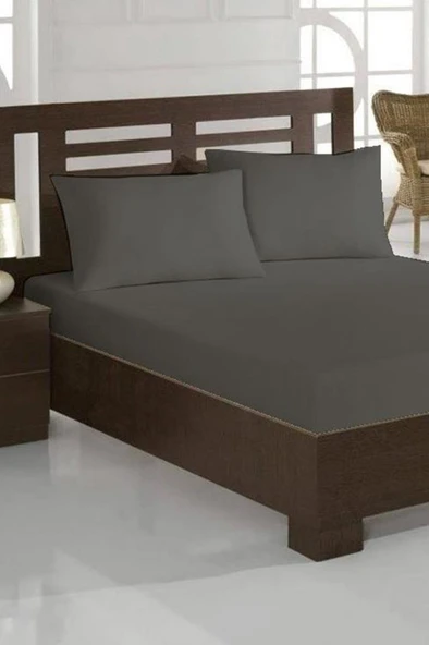 Penye Çift Kişilik 180x200 cm Lastikli Çarşaf Gri ürün görseli