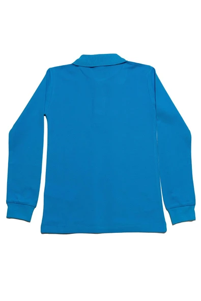 Turkuaz Uzun Kol Düz Renk Yakalı 6-17 Yaş Çocuk Okul Lakos Sweat Polo Yaka Sweatshirt - 5